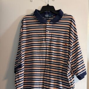 Ralph Lauren Blue Label Navy, White & Orange Striped Polo